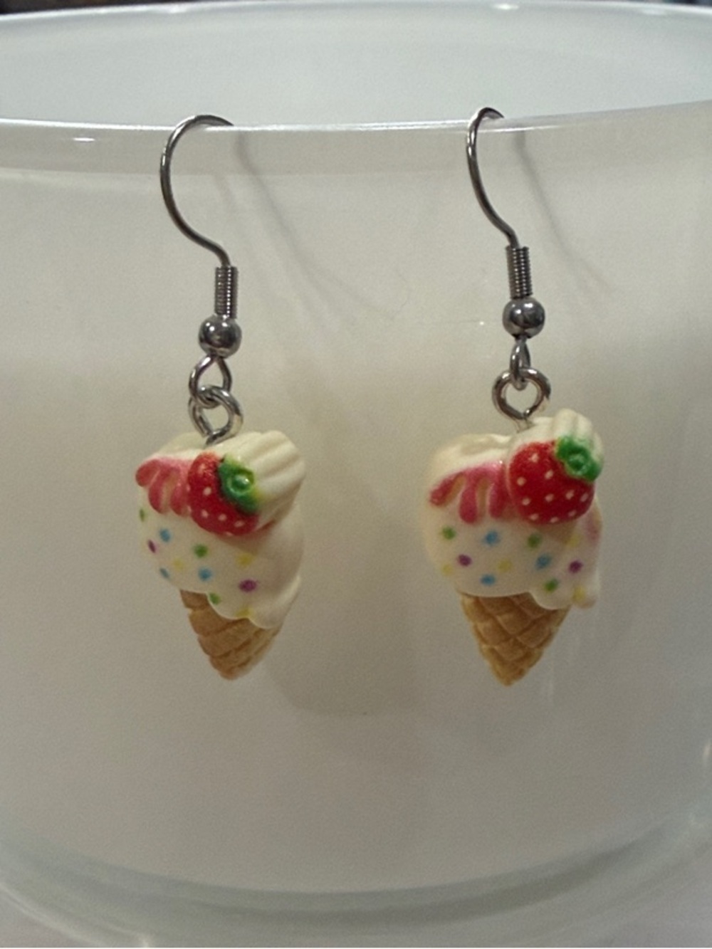 Ice Cream Cone Earrings • Kawaii Fun Dessert Jewelry